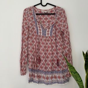Max Studio Floral 70s Style Boho Blouse